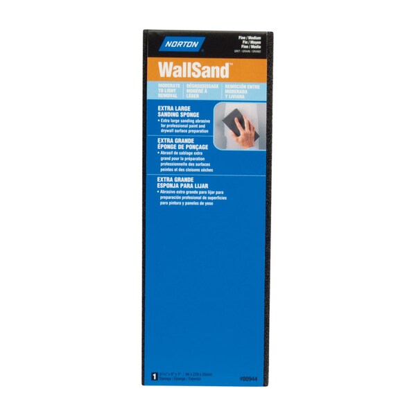 Norton Abrasives Norton WallSand 9 in. L X 3.31 in. W X 1 in. 80/120 Grit Fine/Medium Extra Large Sanding Sponge 07660700944 - main